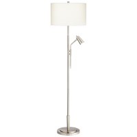 72" Brushed Metal Floor Lamp With Task Spotlight