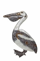 21" White and Silver Capiz and Metal Pelican Wall Plaque