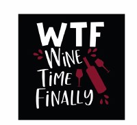 5" Square Black and Burgundy WTF Wine Time Finally Beverage Napkins