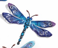 15" Dark Blue and Purple Dragonfly Metal Wall Art Plaque