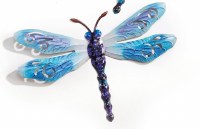 15" Light Blue and Purple Dragonfly Metal Wall Art Plaque