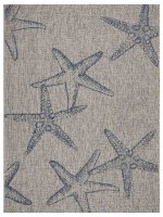 5' x 7' Gray and Navy Starfish Rug