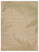 3' x 5' Beige and Green Palm Frond Rug