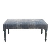 47" Upholstered Blue Bench