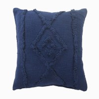 20" Square Dark Blue Raised Diamond Pillow