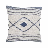 20" Square Blue and White Diamond Pillow