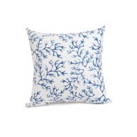 24" Square Blue Watercolor Coral Pillow