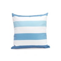 18" Square White and Light Blue Striped Pillow