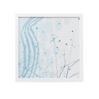20" Square Light Blue Abstract Flowers II Framed Wall Art