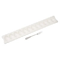 26" Long White Scalloped Egg Tray With Fork by Mud Pie