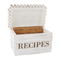 5" x 7" Whitewash Beaded Recipe Box With Cards by Mud Pie