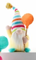 10" Birthday Gnome With Yellow Shirt and Orange Balloon
