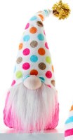 10" Birthday Gnome With Pink Shirt and Polka Dot Hat