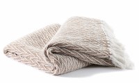 60" x 50" Tan and Cream Zigzag Geometric Pattern Throw