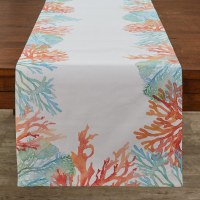 15" x 72" Blue, Green and Orange Coral Reef Table Runner