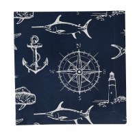 20" Square Navy and White Captain's Quarters Cloth Napkin