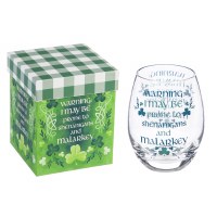 17 oz Celtic Shenanigans Stemless Wine Glass in Box