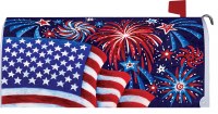 7" x 17" Fireworks and American Flag Mailbox Cover