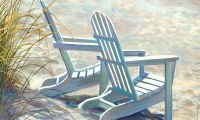 18" x 30 Two White Beach Adirondack Chairs Doormat