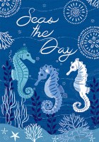 12" x 18" Mini Dark Blue Seahorse Trio Garden Flag