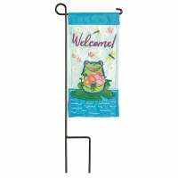 9" x 4" Welcome Frog Garden Flag With Pole