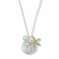16" Silver and Gold Tone Sand Dollar Starfish Necklace
