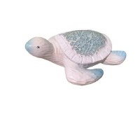 6" White and Light Blue Mosaic Shelled Turtle Figurine
