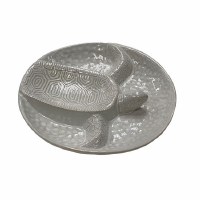 11" Round White Ceramic Turtle Chip & Dip Serving Tray