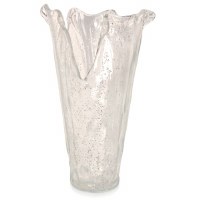 20" Clear Speckled Snowflake Murano Glass Vase