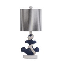 22" Navy and White Nautical Anchor Lamp