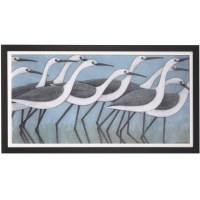 29" x 53" Blue and Gray Shorebird Stroll Gel Textured Framed Wall Art