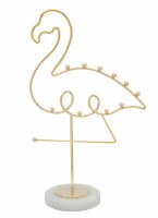 11" Gold Flamingo Jewelry Stand With White Base