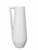 12" White Ceramic Square Handled Zehr Pitcher Vase