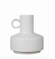 7" White Ceramic Round Handled Zehr Pitcher Vase