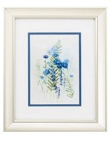 12" x 10" Dark Blue Wildflower Bunch in Silver Frame