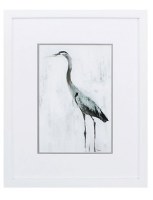 30" x 24" Gray Heron in White Frame