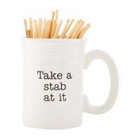 3" Take a Stab At It Mug Toothpick Holder by Mud Pie