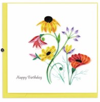 6" Square Quilling Wildflower Birthday Blooms Greeting Card