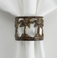 2" Round Verdigris Palm Trees Napkin Ring