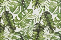 13" x 19" White With Green Tropical Leaves Fabric Placemat