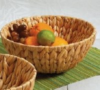 9" Round Water Hyacinth Natural Woven Bowl