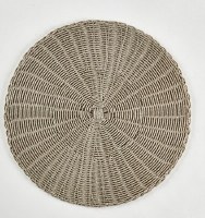 15" Light Gray Faux Rattan Round Placemat
