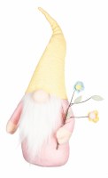 20" Pink Gnome With Yellow Hat and Flowers
