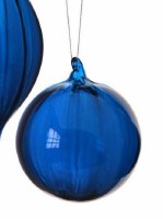 4" Round Midnight Blue Glass Ornament