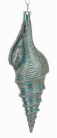 7" Aqua Whelk With Silver Glitter Ornament