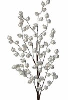 26" Faux Pearl White Metallic Berry With Tinsel Spray