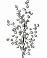 26" Faux Silver Metallic Berry With Tinsel Spray