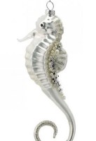 7" Silver Champagne Glass Seahorse Ornament