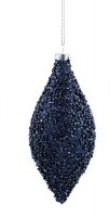 6" Navy Beaded Glass Diamond Ornament
