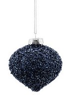 3" Navy Beaded Glass Onion Ornament